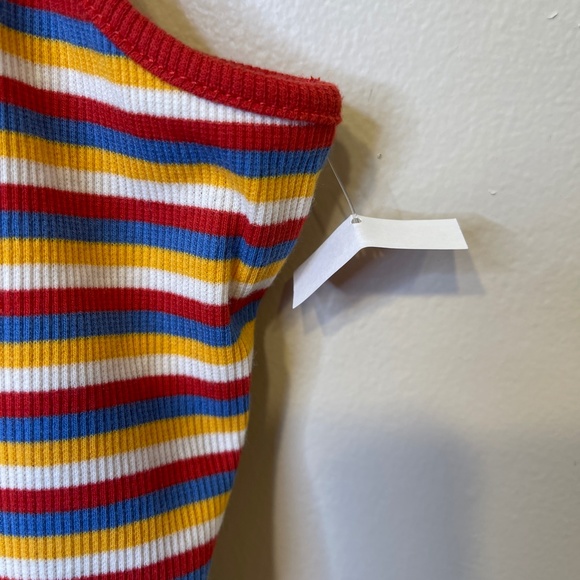 Madewell NWT Retro Rainbow Striped Spaghetti  Strap Ribbed Thong Bodysuit - Picture 7 of 12